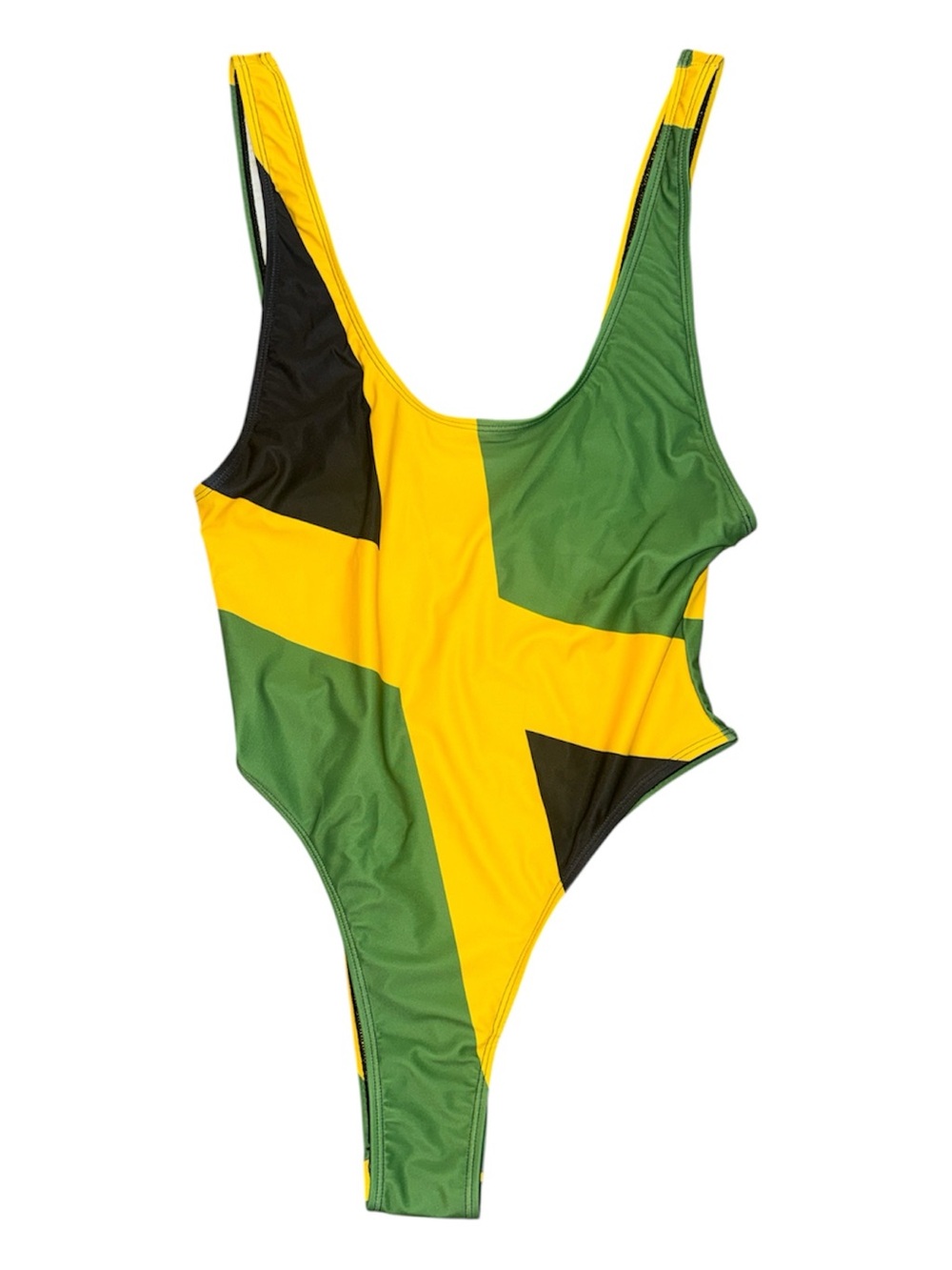 Women's One Piece Thong Bathing Suit Caribbean Jamaica Flag Monokini Swimsuit M